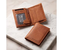 Lundholm luxe Leren portemonnee heren leer met RFID anti skim bescherming Bruin - Hoge kwaliteit Portefeuille Heren Mannen Cadeautjes tip - Cadeau voor man