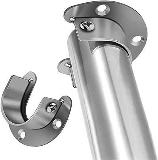 U-vormige Steun voor Stangen, 304 RVS Bushing Flenzen voor Kledingkast, Badkamer en Keuken - Set van 25MM voor Draagkrachtige Bevestiging — afbeelding 3
