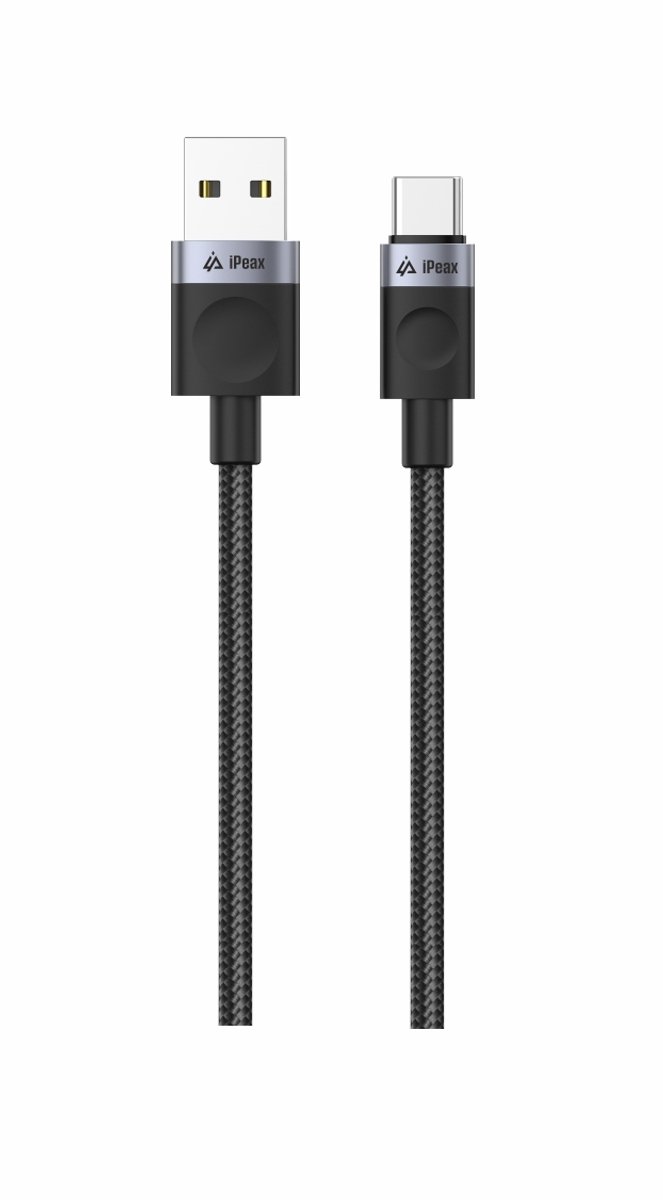 iPeax Gevlochten USB-C naar USB-A Kabel – 1,5 Meter – Zwart