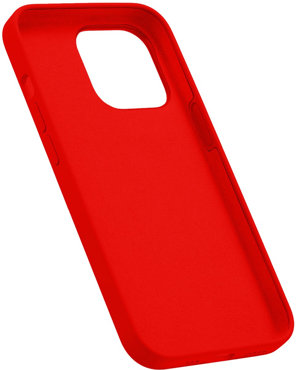 Jaym, Geschikt voor Apple iPhone 13 Pro Max Premium Siliconen Microvezel Hoesje, Rood