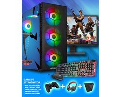 ScreenON - Complete Fortnite Gaming PC Set - X10899 - V2 ( Game PC X10899 + 27 Inch Monitor + Toetsenbord + Muis + Controller )