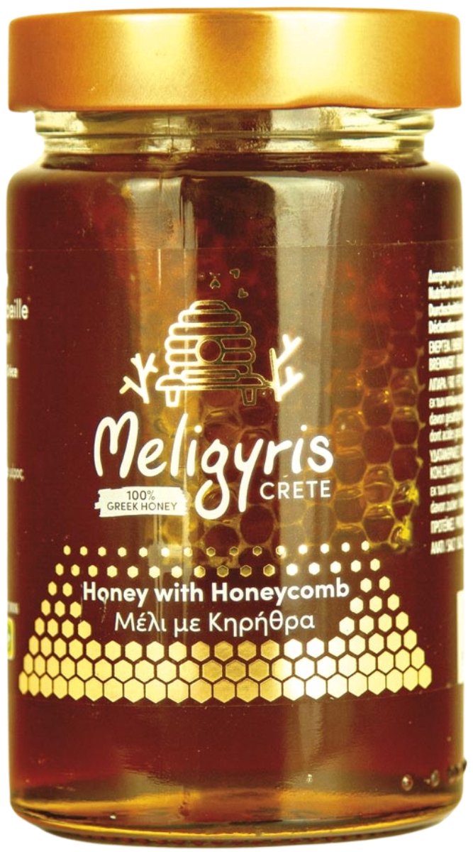 Premium Griekse Honing met Honingraat - Onbewerkt & Puur - Rauwe Honing - 450g - Meligyris