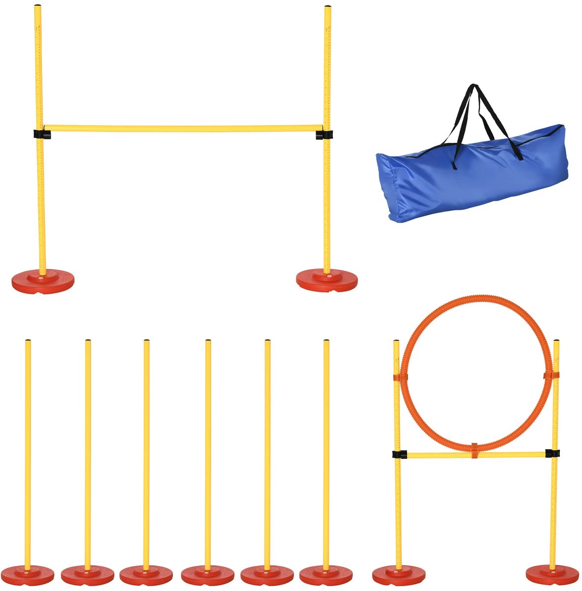 Roossentials 3-delige behendigheidsset voor honden - Agility set - Trainingshordenset - Hondentrraining - Behendigheidsuitrusting - Geel