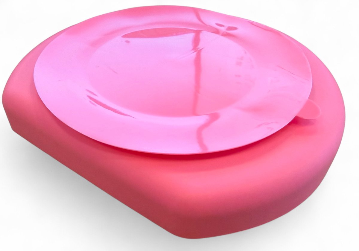 Stevig Siliconen Baby- en Peuter Eetbord met Zuignap – Roze BPA-vrij Antislip Kinderbord met 3 Vakjes – Dik Robuust en Zacht Flexibel Kinderservies – FDA Food Grade Siliconen – 20,5 x 18,5 x 3 cm