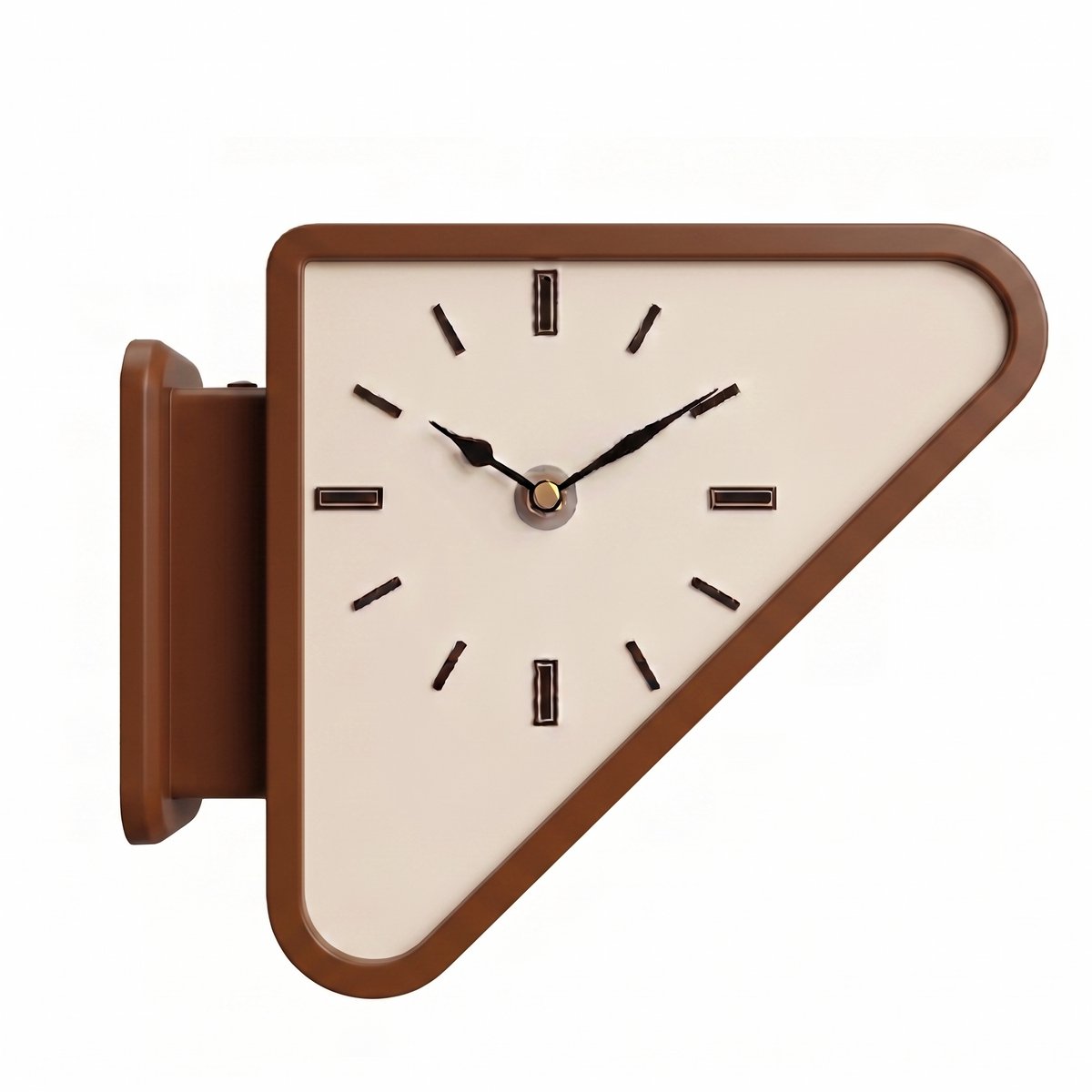 Driehoekige Wandklok – Dubbelzijdig | Retro 70's Design | Dark Brown