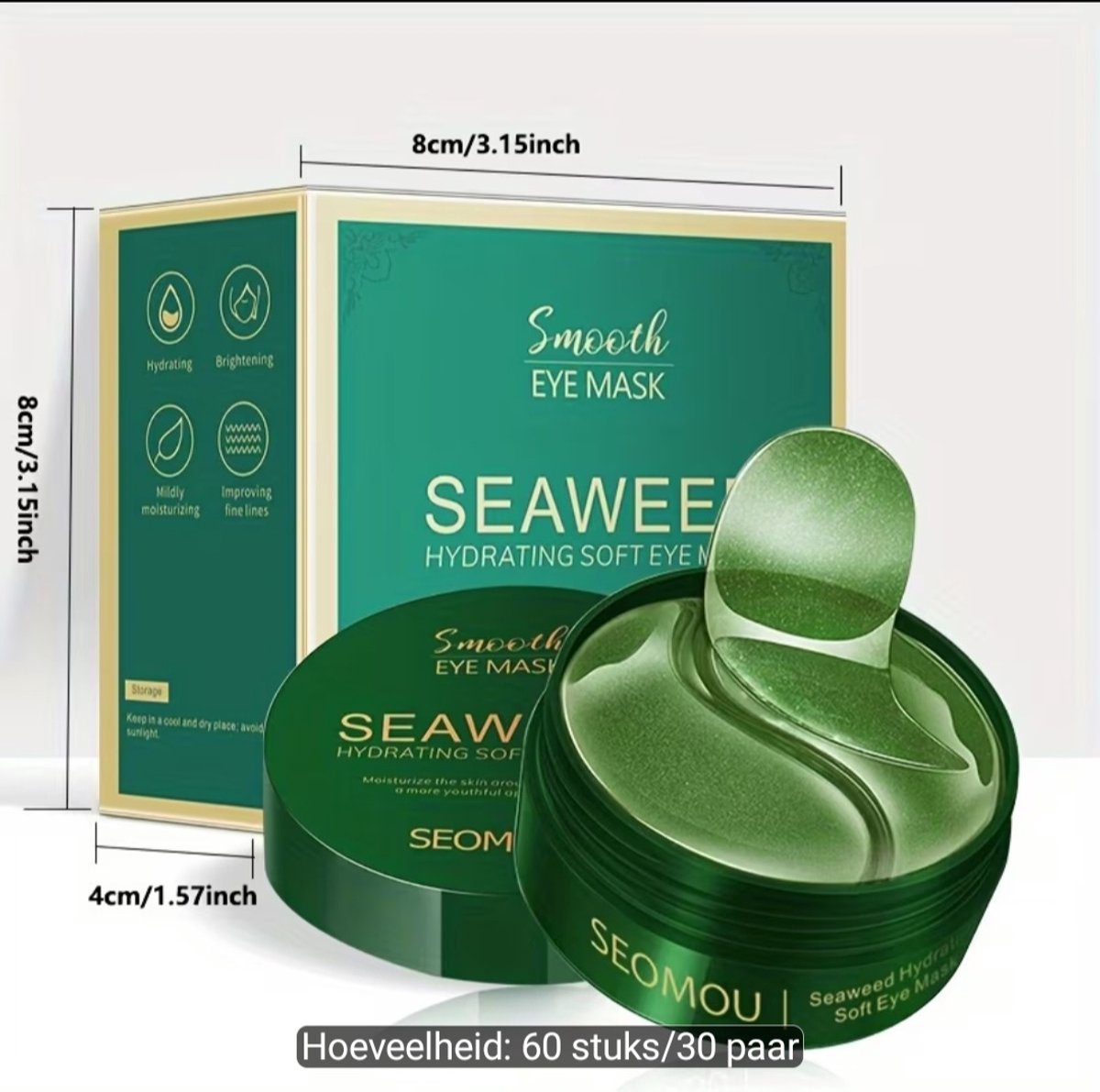 Seaweed Hydrating Eye Patches - 60 Stuks (30 paar) - Verzorgende Oogpads tegen Wallen & Fijne Lijntjes - Zeer goede recensies op SM