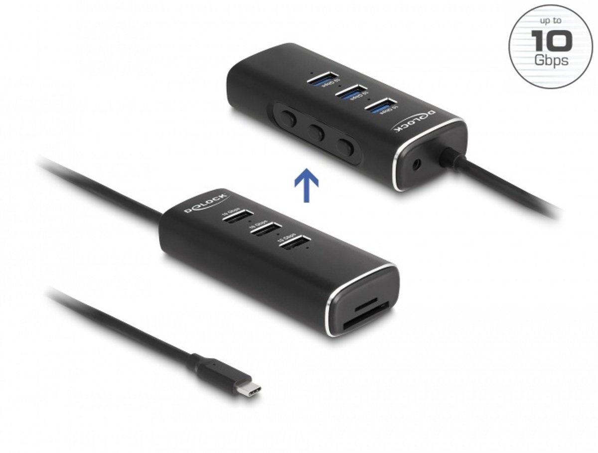 DeLOCK 64234 interface hub USB 3.2 Gen 1 (3.1 Gen 1) Type-C 10000 Mbit/s Zwart