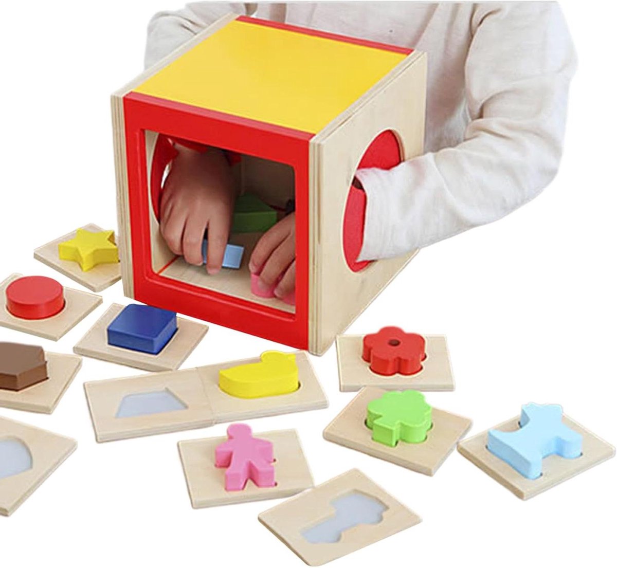 Houten Vormen Sorteer Speelgoed - Educatieve Puzzel - Cognitieve Ontwikkeling - Zintuiglijke Ontwikkeling - 17 x 17 x 17 cm