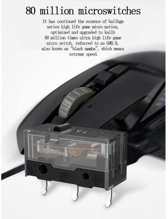 Muis Micro Switch - Knop Vervanging - Gaming Prestaties - 80 Miljoen Kliks - 4 Stuks - Goud — afbeelding 2