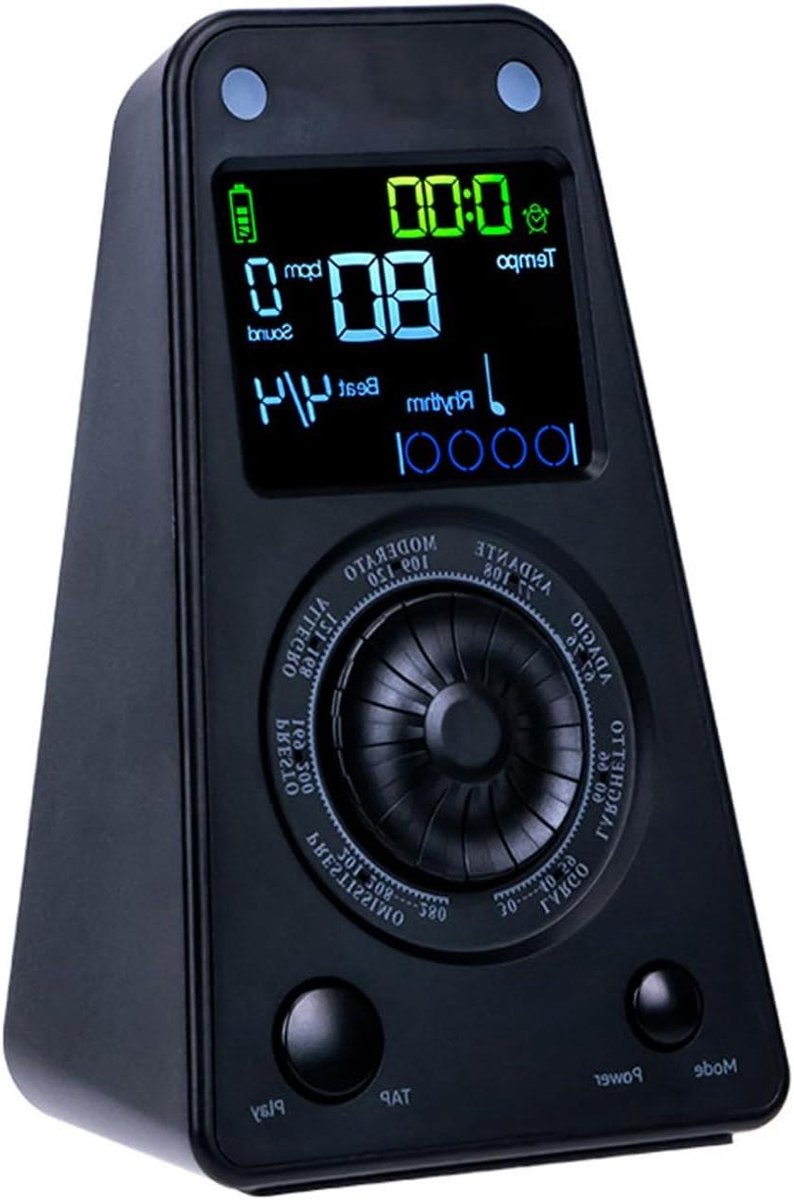 Digitale Metronoom - Elektronische Stemmer - Muziek Oefenen - Met Ingebouwde Speaker - 8 Ritmes - Zwart