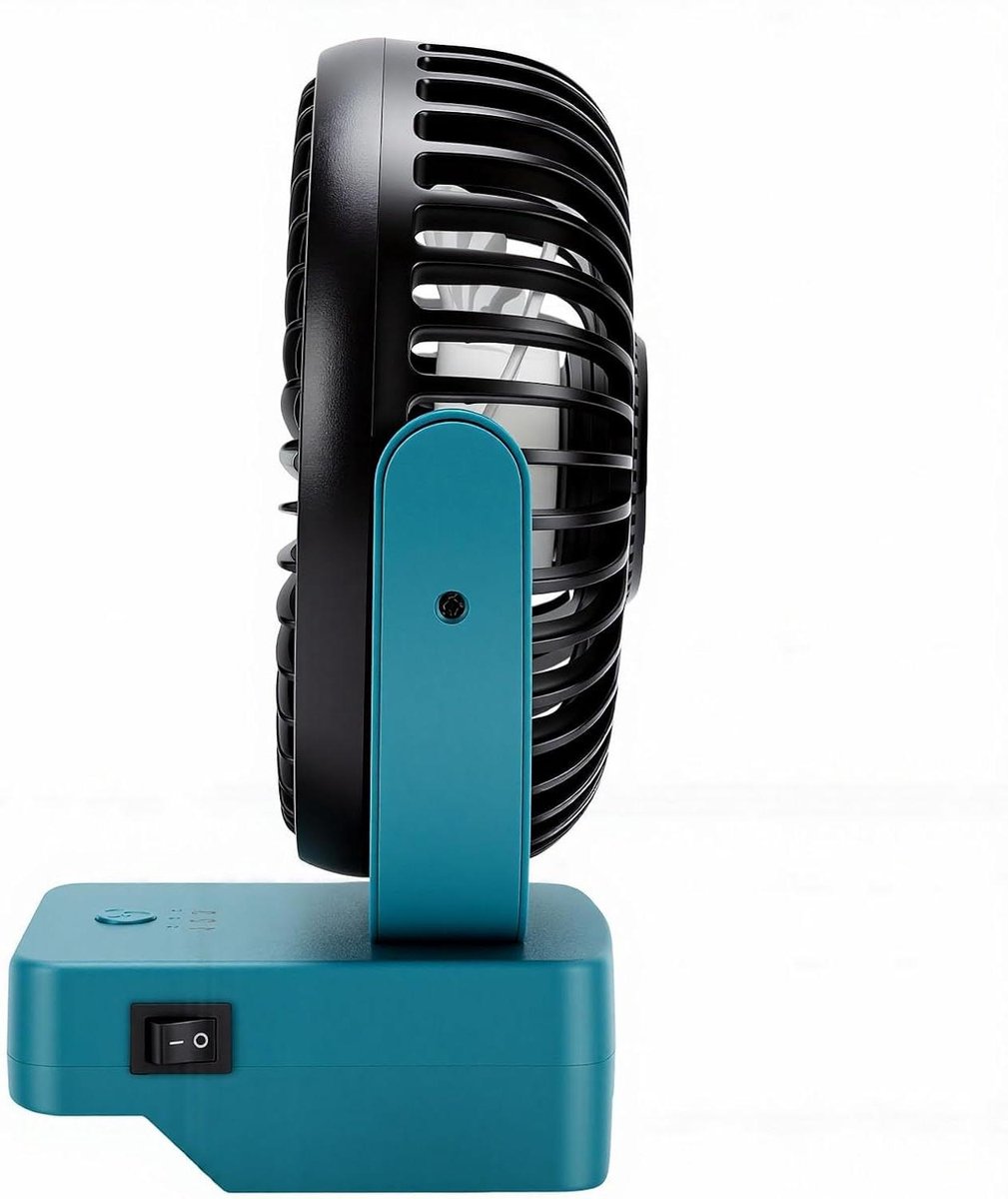 Draagbare Ventilator - Draadloze Koeler - Buitenactiviteiten - Dubbele Oplaadpoorten - 18.5x16x10 cm - Zwart