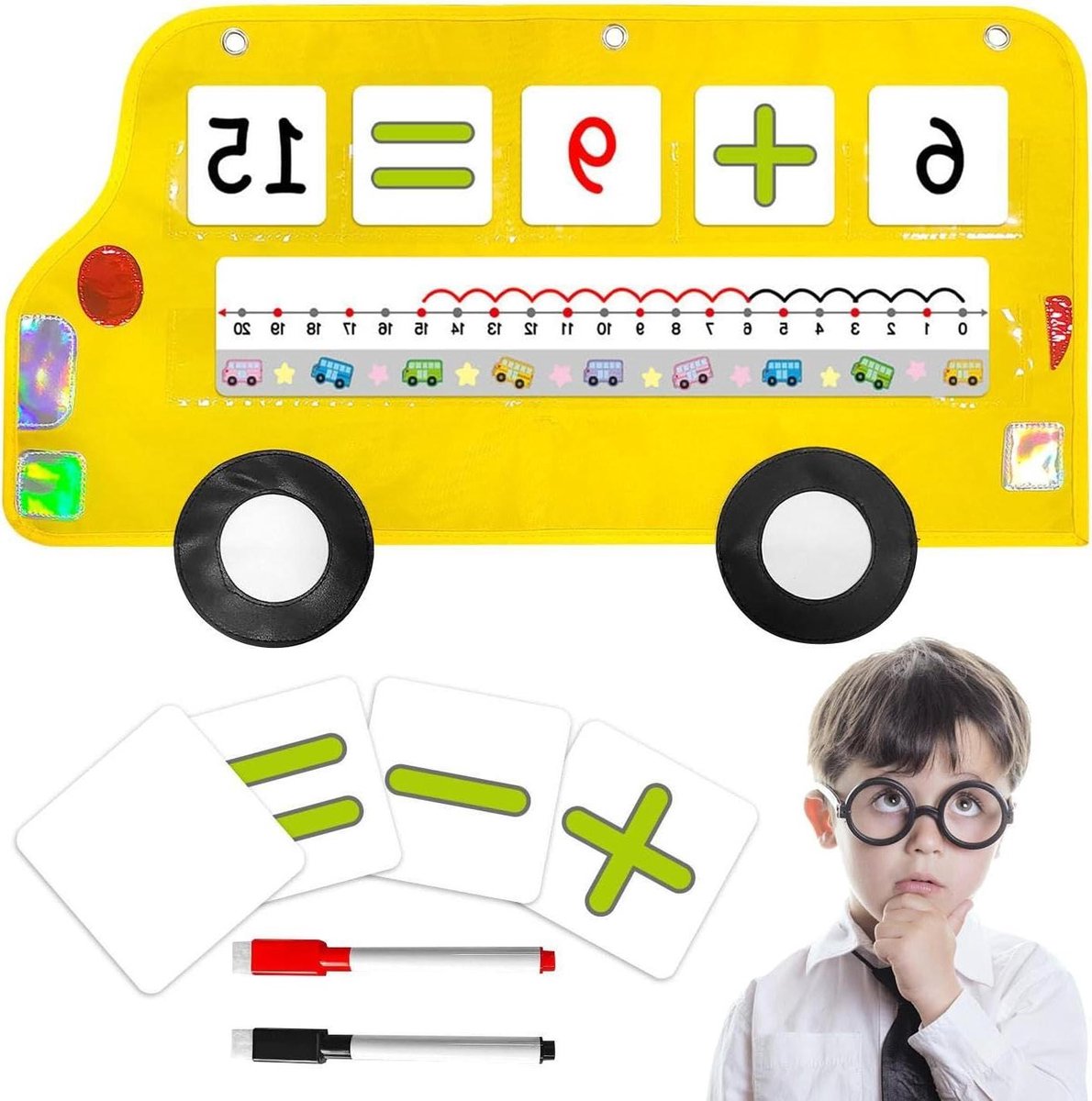 Houten Kralenframe - Telraam Educatief - Wiskunde Leren - Praktische Leerervaring - 33.3 x 26.1 cm - Geel