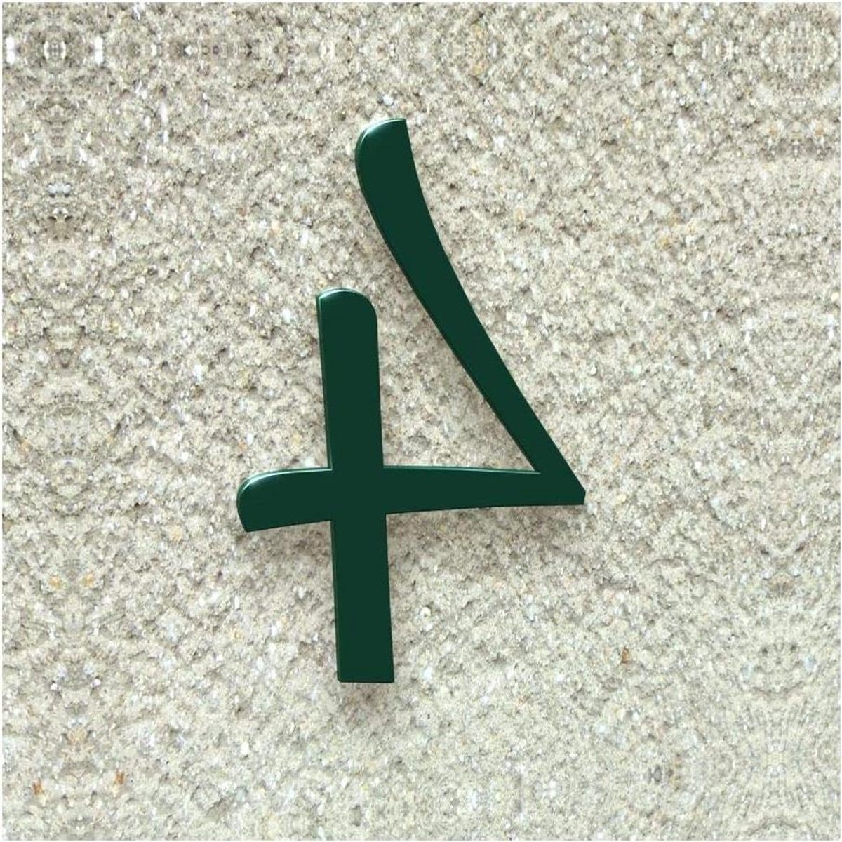 Huisnummer 4 - Nummerbord Huis - Huis Identificatie - Klassiek Lettertype - 20 cm Hoog - Mosgroen Glanzend