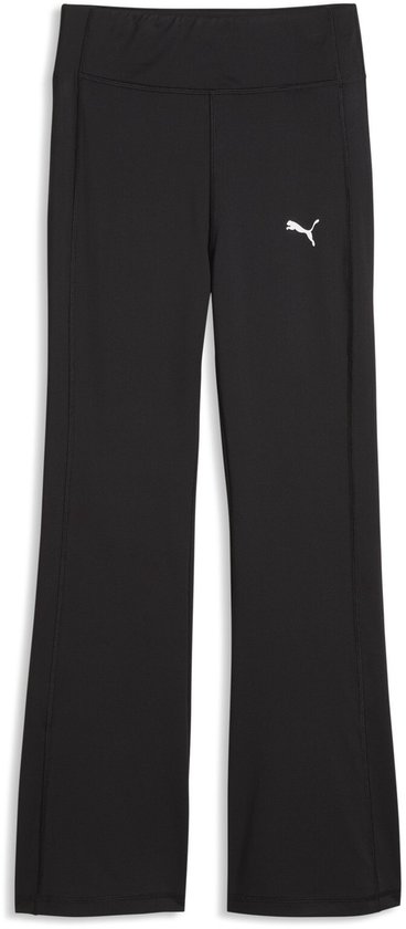 Zwarte PUMA flared sportlegging met hoge taille en PUMA logo op de linkerheup.