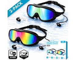 Boncy® Premium Zwembril - Duikbril met UV Bescherming & Anti Condens - Verstelbare Zwembril voor Volwassenen & Kinderen Kind - Inclusief Oordoppen en Neusklem - Zwembrillen voor Dames & Heren - Brede Kijkhoek - Inclusief Opbergcase