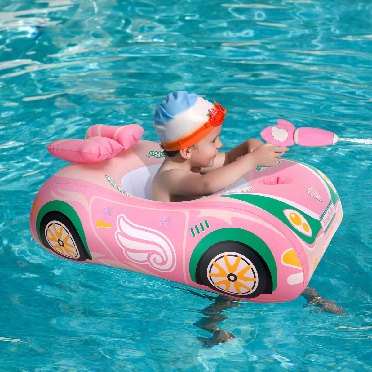 ZwemcoPool Opblaasbare Raceauto - Waterspelletje Zwembad - Met Waterpistool - Roze - 79 x 61 cm – foto 3