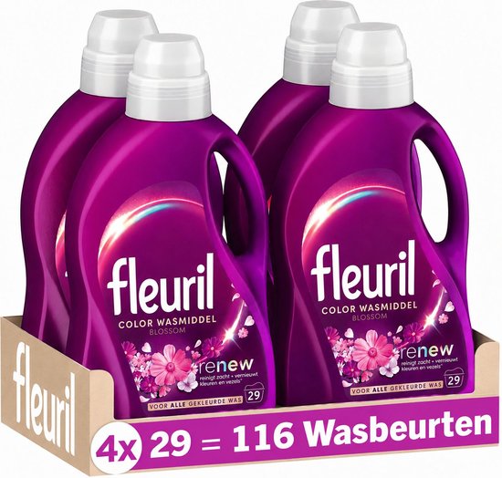 Foto: Fleuril color blossom vloeibaar wasmiddel gekleurde was intense geurbeleving 4x29 wasbeurten voordeelverpakking