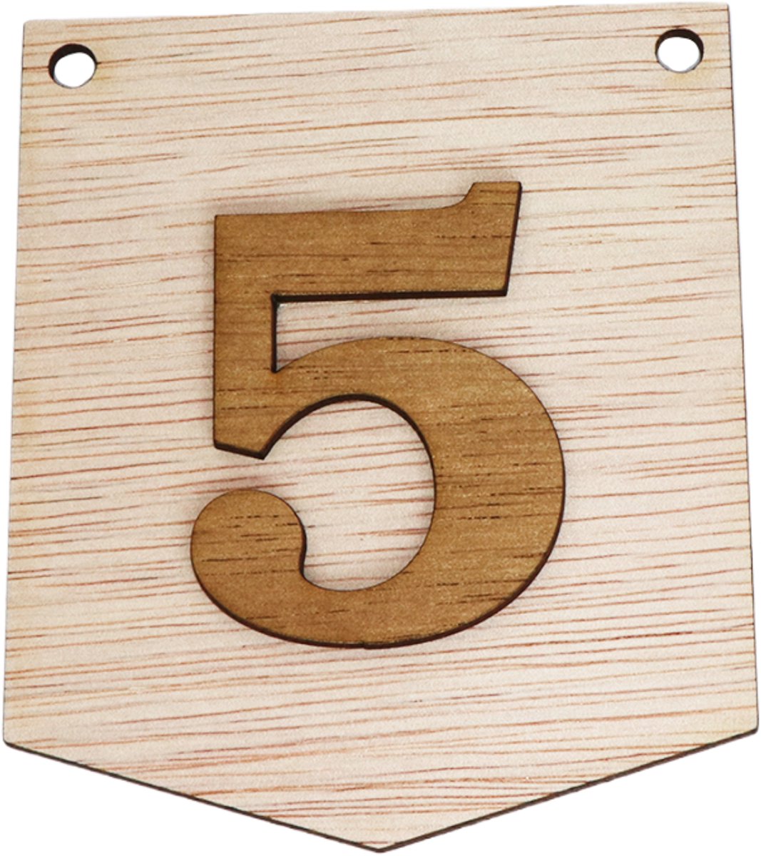 3D Houten Cijfer 5 – Gepersonaliseerde Slingers & Vlaggenlijnen Zelf Samenstellen