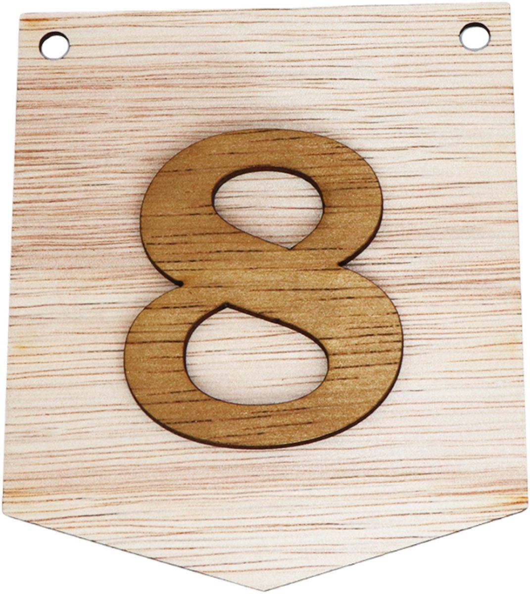 3D Houten Cijfer 8 – Gepersonaliseerde Slingers & Vlaggenlijnen Zelf Samenstellen