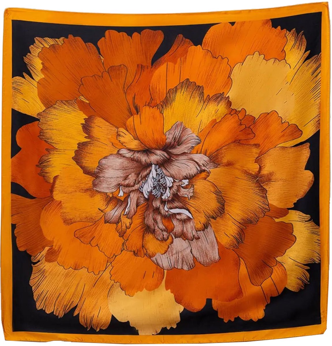 LIXIN Elegant Stijlvol Sjaal Dames - Kleur 4 - Hals sjaaltje 70x70 cm - Neksjaaltje - Dames nek sjaaltje - Pure zijde gevoel - Zijde Blend - Omslagdoek - Satijn Zijdezacht - Wit zwart print - Dames accessoires