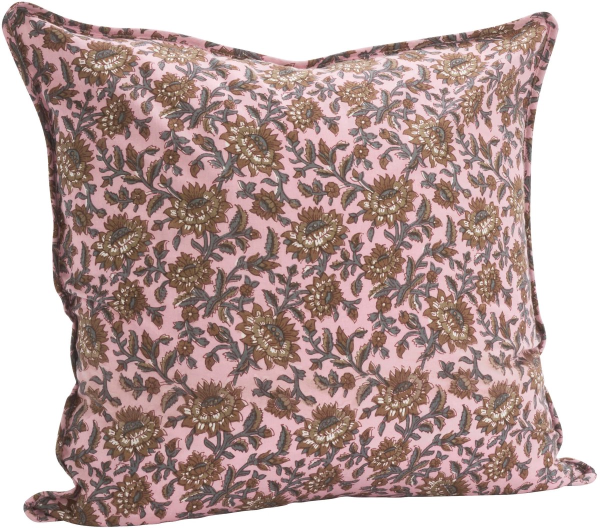 Madam Stoltz - Kussenhoes katoen - Roze bloemenprint - 50x50cm