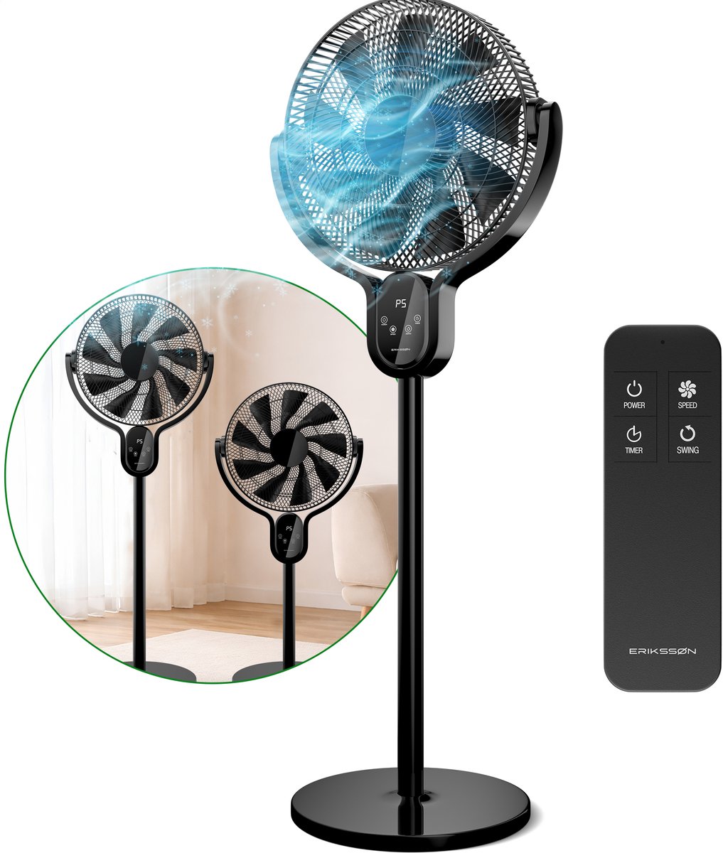 Erikssøn Ventilator Staand - Zwart - 45W
