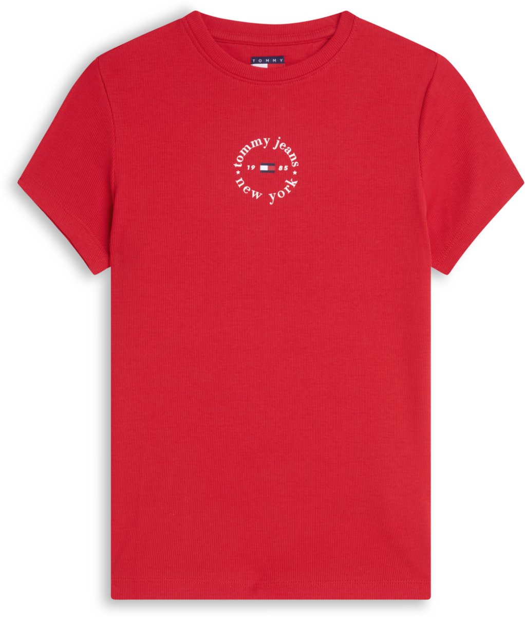 Tommy Jeans T-shirt Tjw Slim Ess Logo2 Ri Dw0dw22807 Xk9 Amaryllis Dames Rood