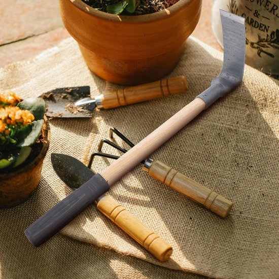 Onkruidgereedschap Lange Steel - Tuingereedschap Schoffel - Onkruid Wieden - Ergonomisch Ontwerp - 445 cm - Zwart — afbeelding 4