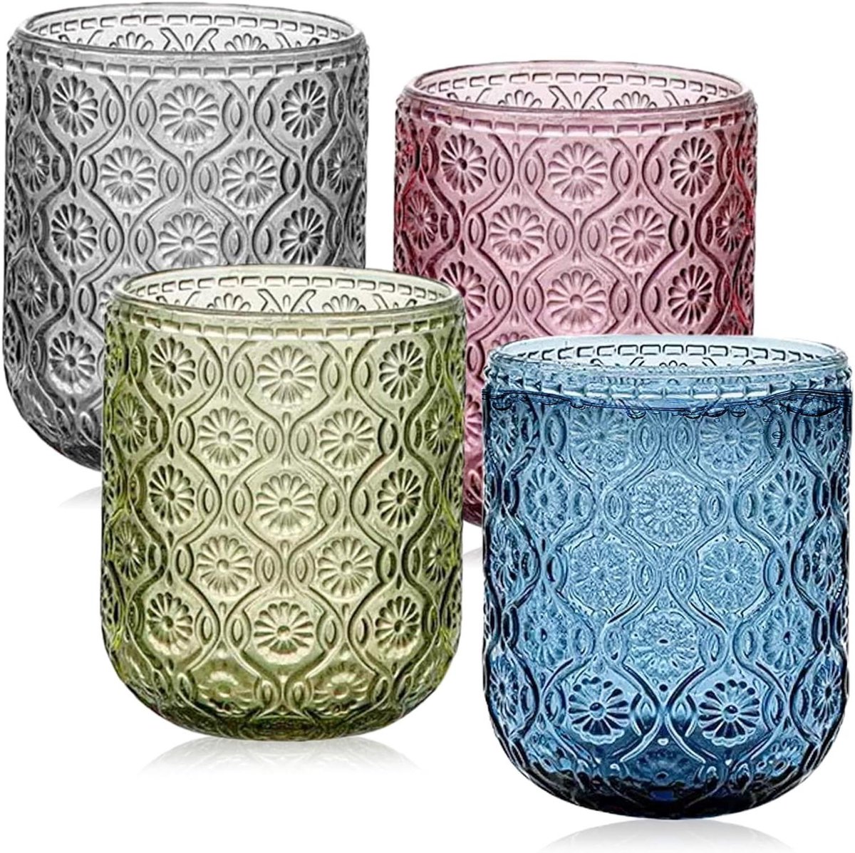 PORFOYO Drinkglazenset, kleurrijk, 4-delig, 260 ml, gekleurde waterglazen, sapglazen, drinkglazen, kleurrijk, voor water, drank, sap, tuin, vaatwasmachinebestendig