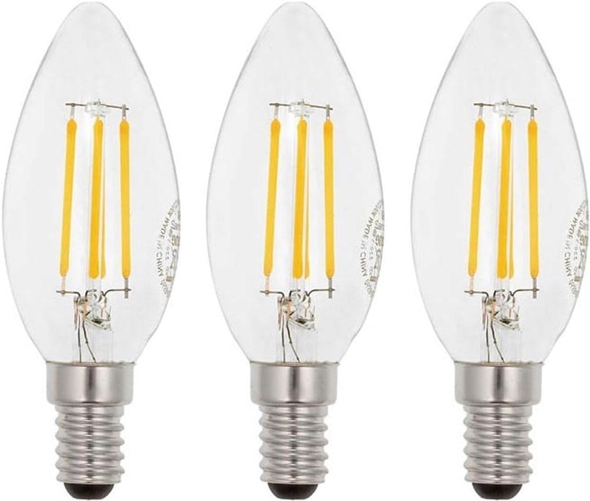 LED Kaarslamp - Filamentlamp E14 - Sfeerverlichting Creëren - Energiezuinig Model - Ø35mm - Transparant