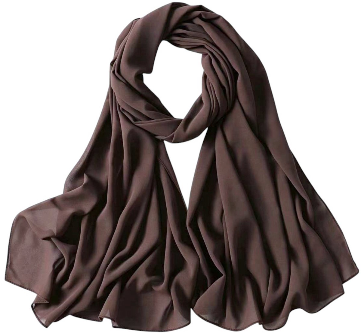 Chiffon Sjaal Donkerbruin – 180 x 90 cm – Polyester Dames Sjaal – Lange Elegante Omslagdoek – Fashion Favorite
