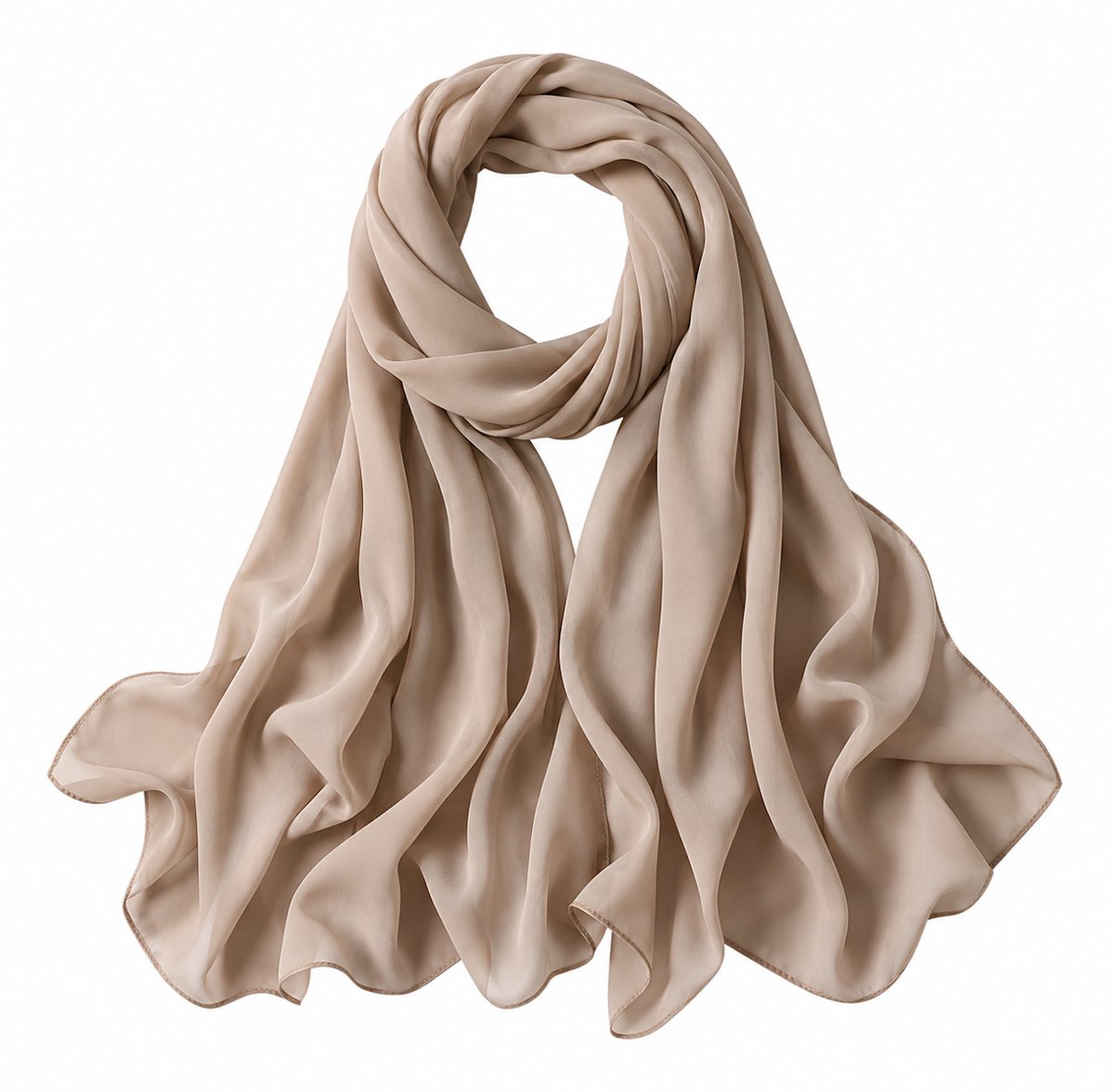 Chiffon Sjaal Donkerbeige – 180 x 90 cm – Polyester Dames Sjaal – Lange Elegante Omslagdoek – Fashion Favorite