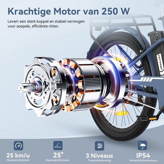 Hitway Elektrische Fiets BK8SP - Trendy 26 Inch City Commuter EBike met Afneembare 36V 10.4Ah Lithium Batterij - E-Bike met 250W Motor - Damesfiets - IP54 Waterdicht van Hitway — afbeelding 3