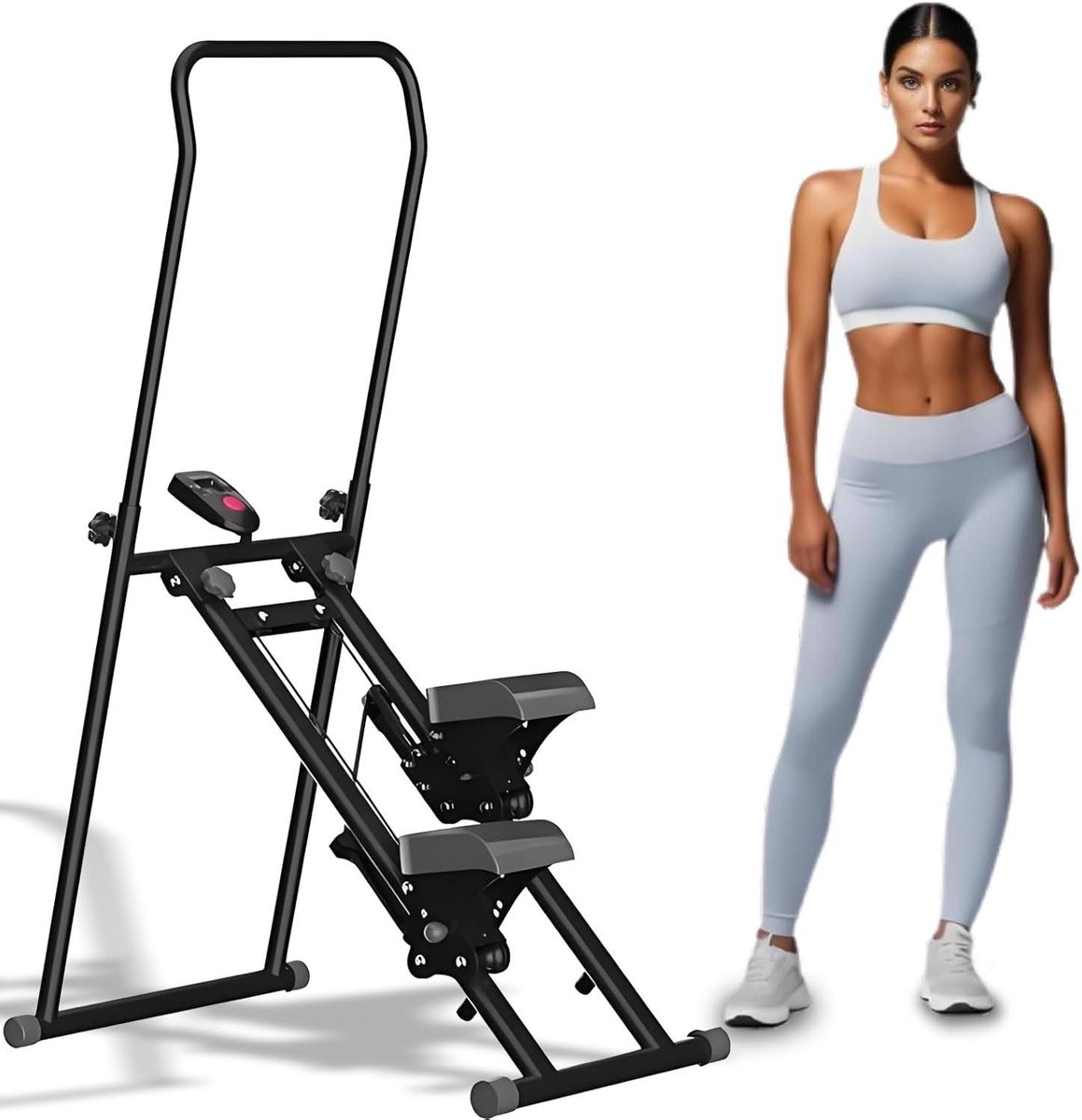 Verticale Klimmer - Stepper Hometrainer - Full-body Workout - Ruimtebesparend Opvouwbaar - 128.5 cm Hoog - Zwart