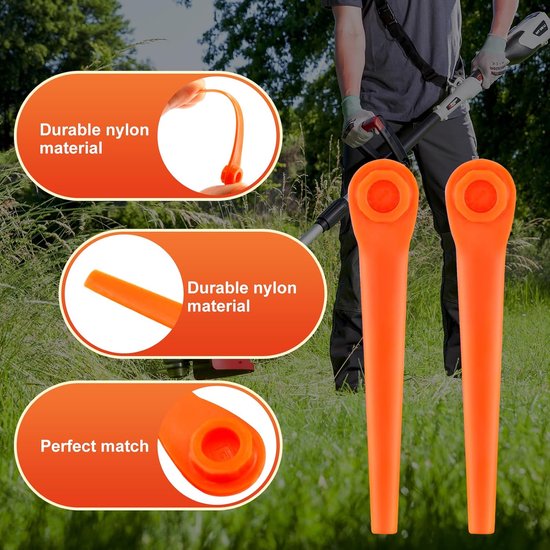Sander Shop 100 stuks kunststof messen, compatibel met grastrimmer Gardena EasyCut 23/18V, SmallCut 23/18V, ComfortCut 23/18V, reservemessen RotorCut voor Gardena grastrimmer en accutrimmer van sander-shop — afbeelding 5