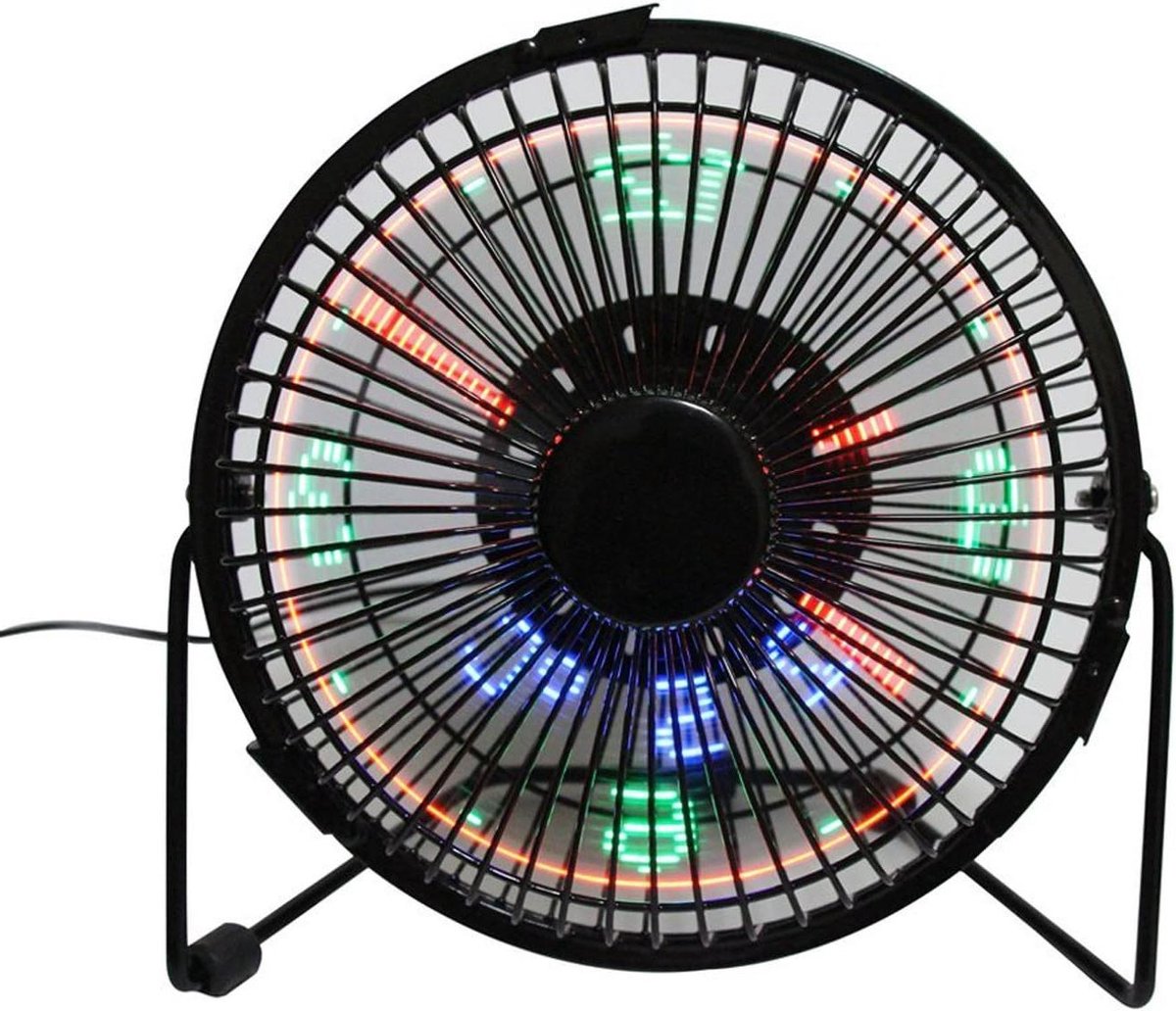 LED Klok Ventilator - Bureau Fan - Persoonlijke Koeling - Programmeerbare Berichten - 6 inch - Zwart