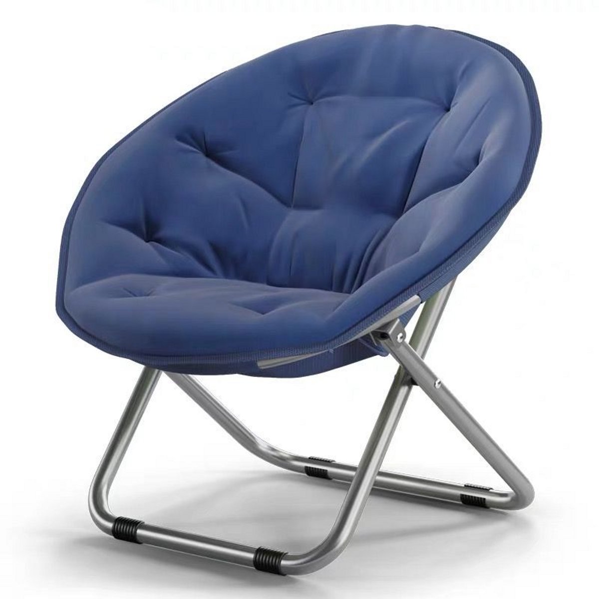 xDays Maanstoel Inklapbaar – Moon Chair – Campingstoel Opvouwbaar – Klapstoel – Vouwstoel – Relaxstoel – Gepolsterd met Kussen – 75x57 cm – Slaapkamer Studentenkamer Woonkamer Balkon Tuin Festival – Blauw