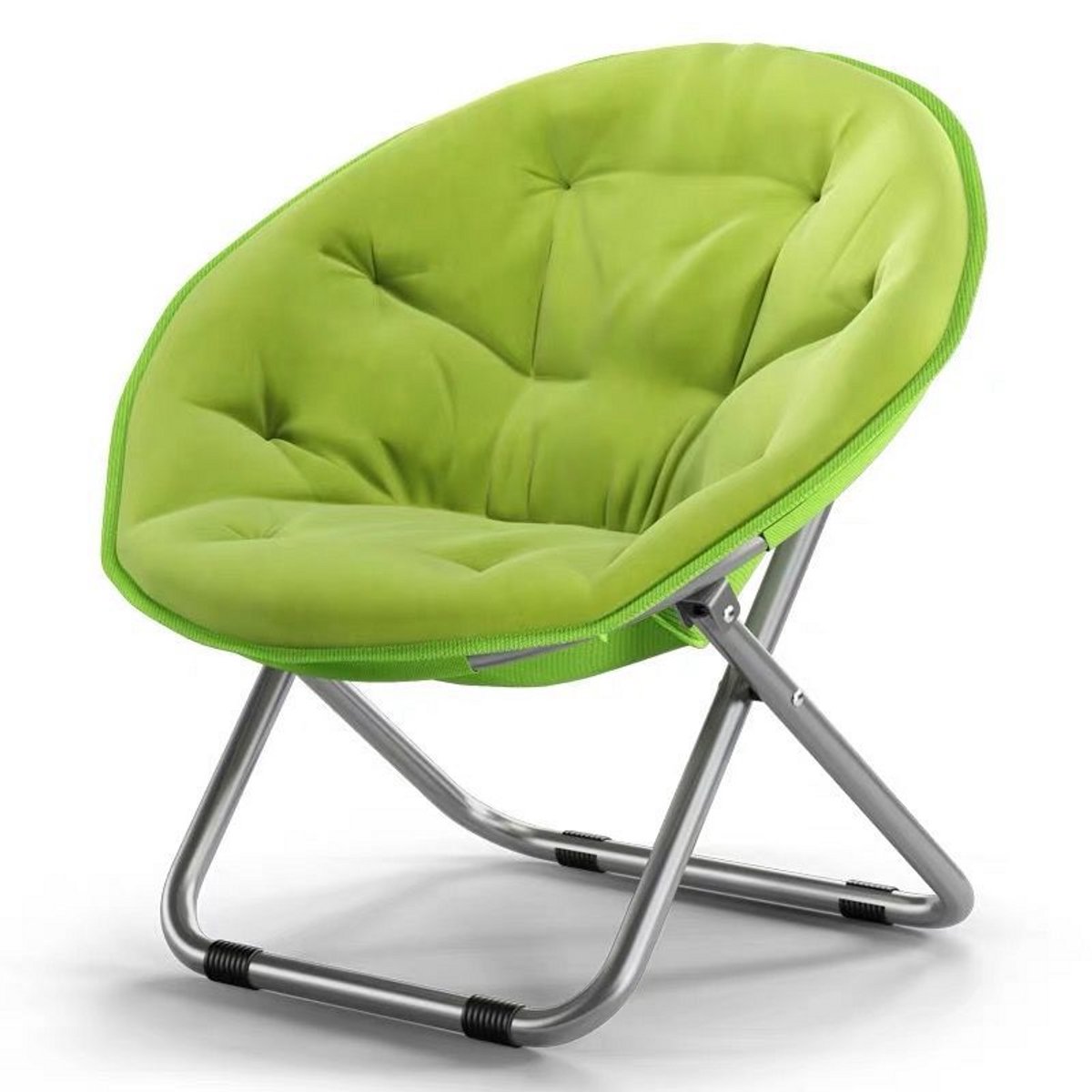 xDays Maanstoel Inklapbaar – Moon Chair – Campingstoel Opvouwbaar – Klapstoel – Vouwstoel – Relaxstoel – Gepolsterd met Kussen – 75x57 cm – Slaapkamer Studentenkamer Woonkamer Balkon Tuin Festival – Groen