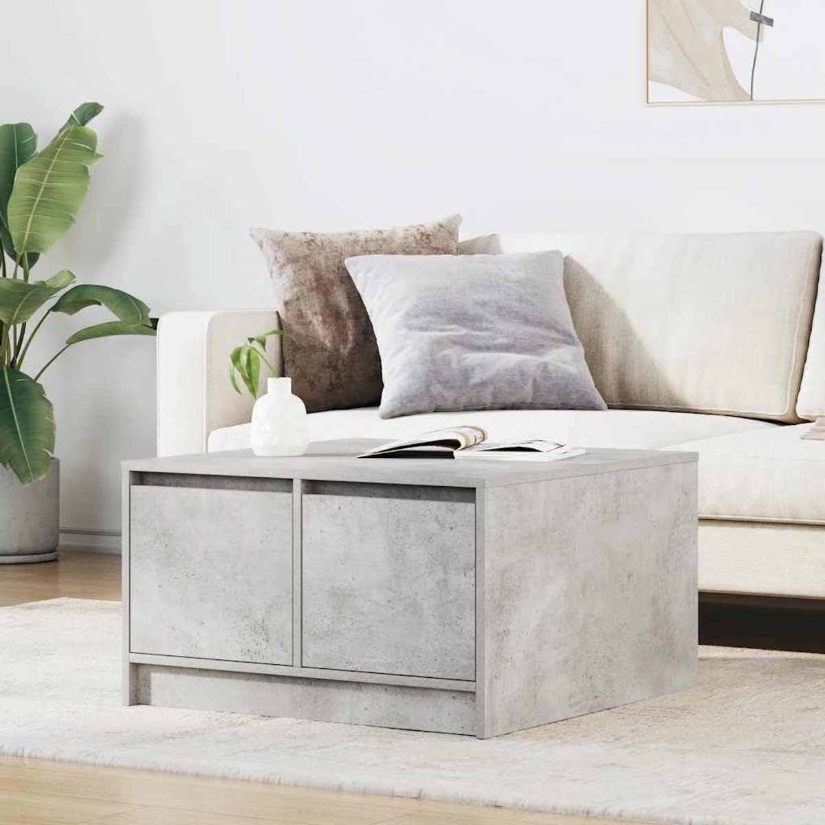 Salontafel met Lade - Opbergtafel Koffietafel - Woonkamer Organiseren - Meerdere Laden - 705 x 70 x 40 cm - Betongrijs