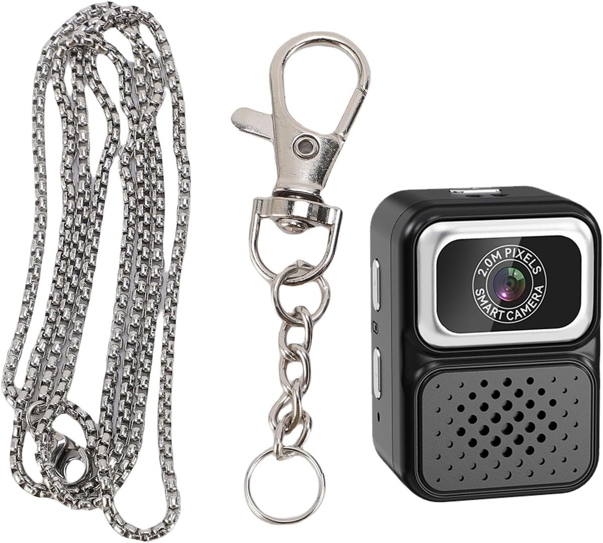 Kleine sleutelhangercamera, 1080p HD-video, 2MP-foto, draagbare digitale camera met 0,96 inch kleurenscherm, 32 GB geheugenkaart (zwart)