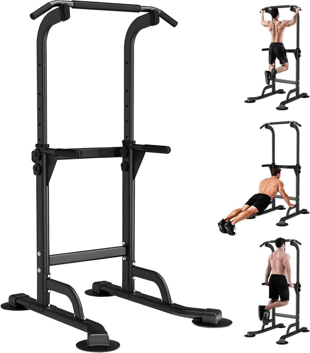 Krachtstation - Fitness Toren - Thuis Krachttraining - 12 Niveaus Verstelbaar - 300 Lbs Capaciteit - Zwart