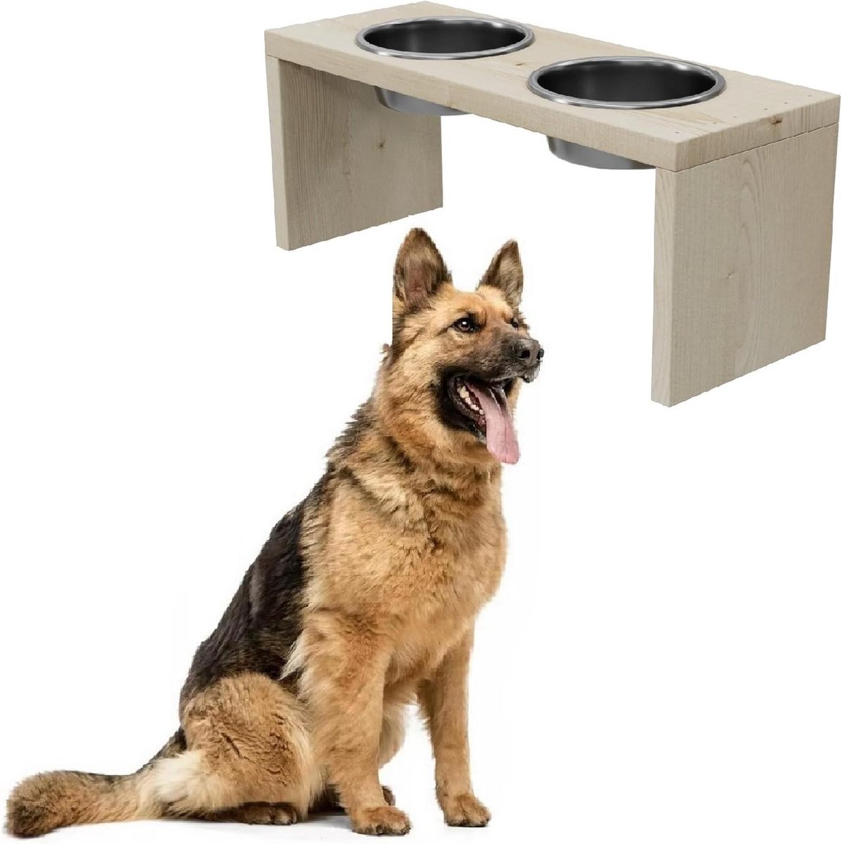 Voederstation dubbele bak - Huisdier diner standaard - Comfortabel eten - Ergonomisch design - 50 x 195 x 225 cm
