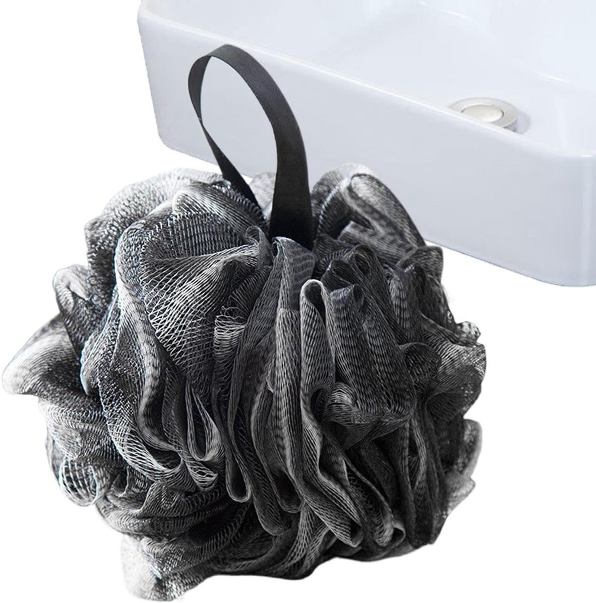Bad Loofah Spons - Douche Washandje - Lichaam Reinigen - Dubbele Textuur Mesh - 13 x 13 cm - Blauw