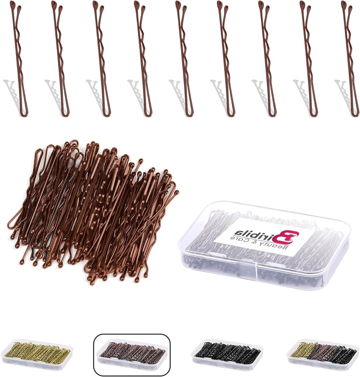 Haarspelden Set - Haarclips Klemmen - Haar Styling - Met Opbergdoos - 5 cm 300 Stuks - Bruin
