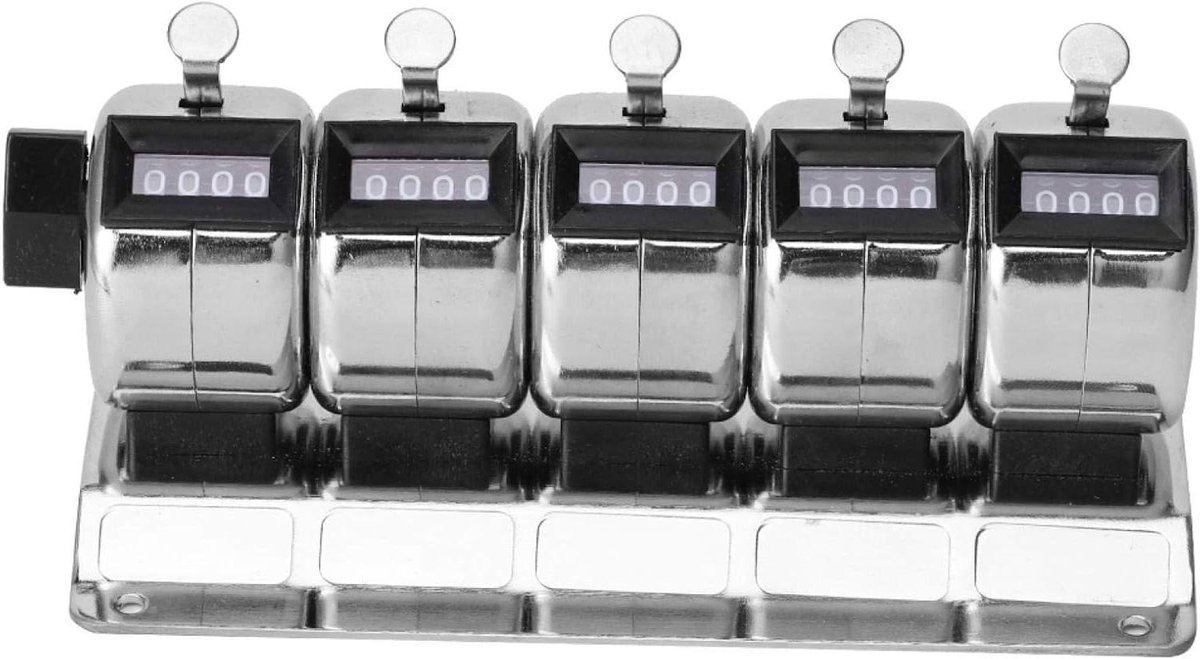 Metalen Hand Teller - Mechanische Clicker - Bezoekers Tellen - Roestvrij Staal - 4 Cijfers - Zilver