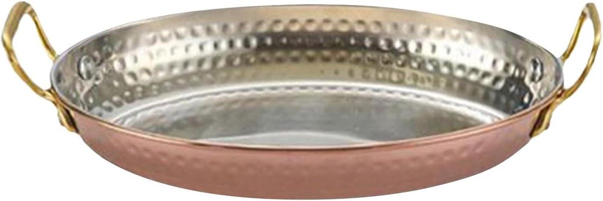 Paella pan - Koekenpan - Gezellig koken - Dubbele handgrepen - 18 x 12.5 cm - Goud