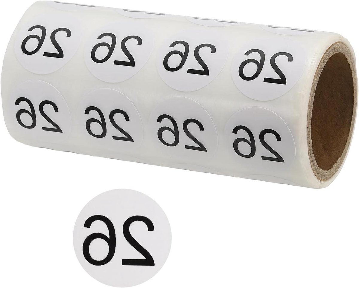 Nummer Stickers - Cirkel Labels - Voorraad Beheer - Zelfklevend Papier - 500 Stuks - Zwart