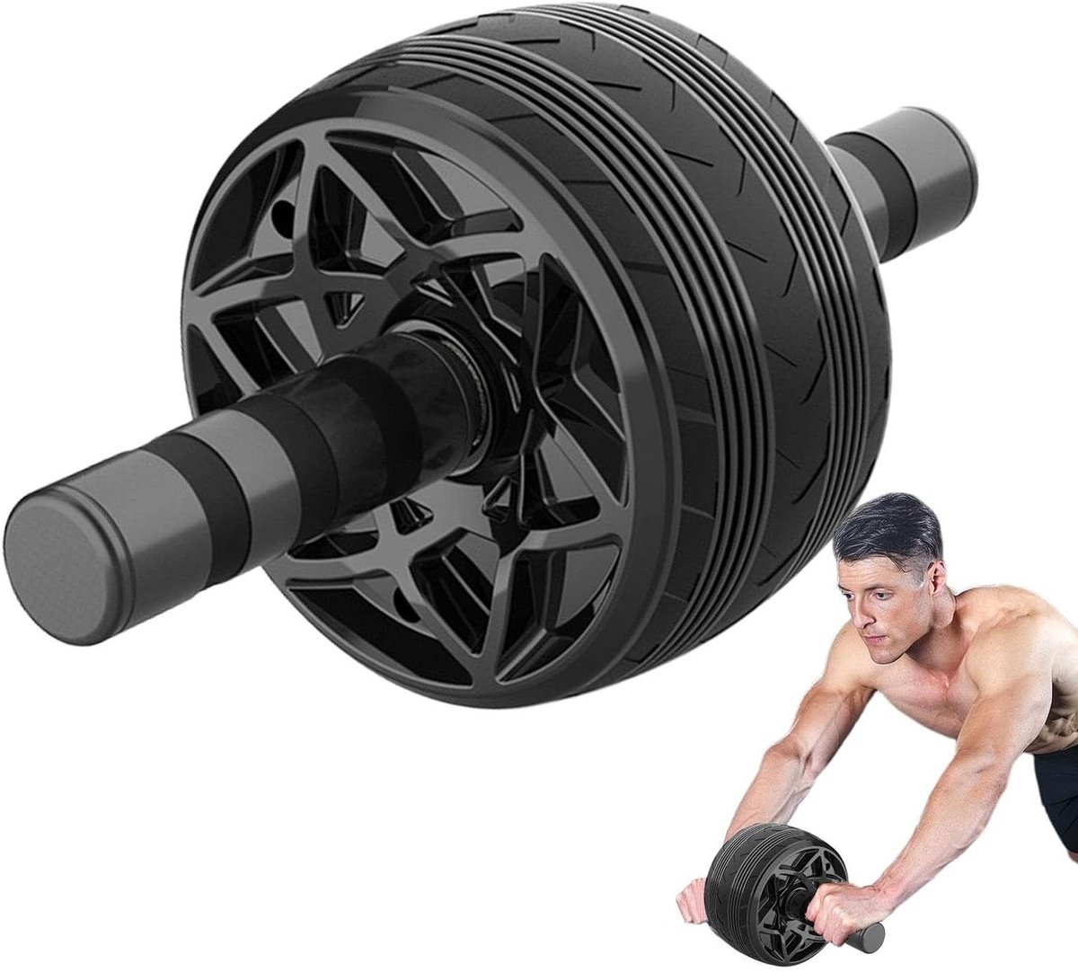 Buikspierwiel - Core trainer - Krachttraining thuis - Verbeterde grip - 21x17x15 cm - Zwart