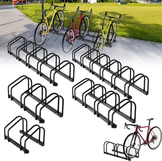 fietsenrek grond - voor 5 fietsen - tot 60 mm banden - zwart — afbeelding 3