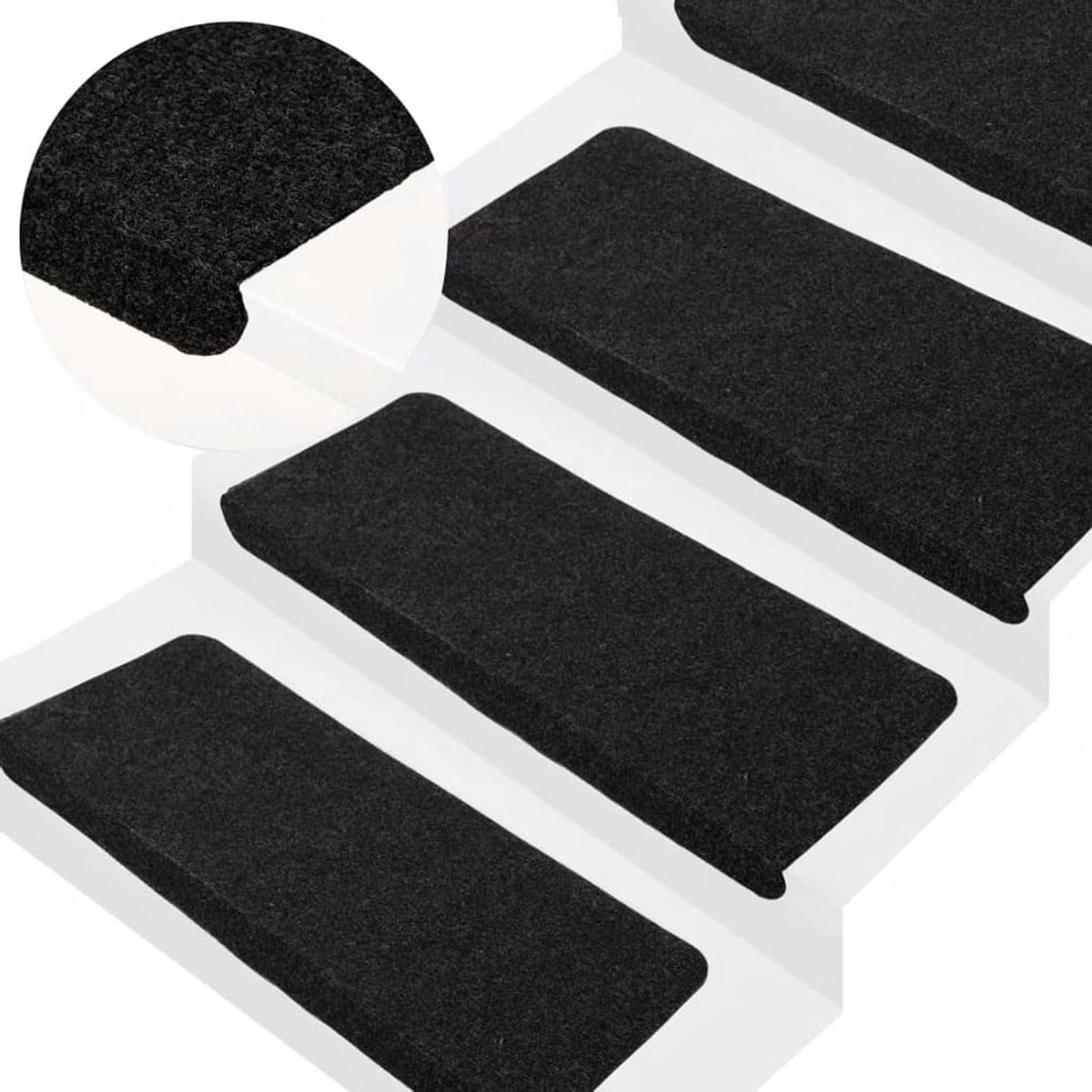 Trapmatten Zelfklevend - Traptapijt Set - Veilig Trap Lopen - Geluiddempend Materiaal - 15 Stuks - Zwart